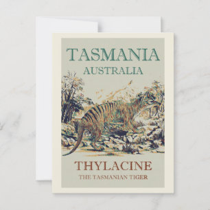 Cartão Postal Tigre da Tasmânia, tilacina, Tasmânia Austrália