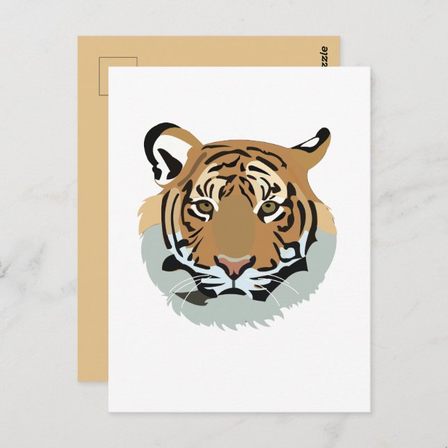 Cartão Postal Tigre De Cabeça De Tigre Selvagem (Frente/Verso)