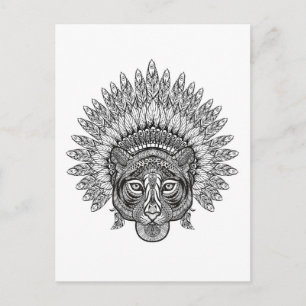 Cartão Postal Tigre Desenhado à Mão no Estilo