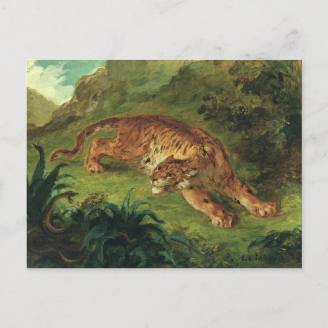 Cartão Postal Tigre e Cobra, 1858 (Frente)