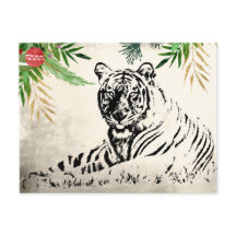 Tigre e Folhas de Palmeira Férias Natal Obrigado