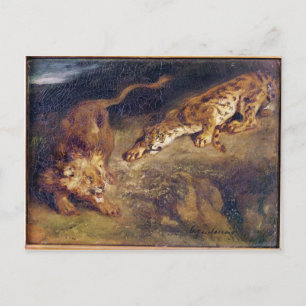 Cartão Postal Tigre e Leão