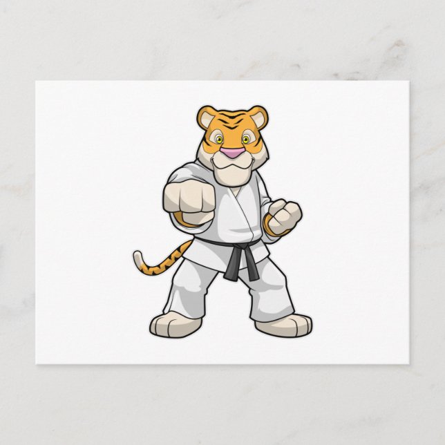 Cartão Postal Tigre em Karate de Artes Marciais (Frente)