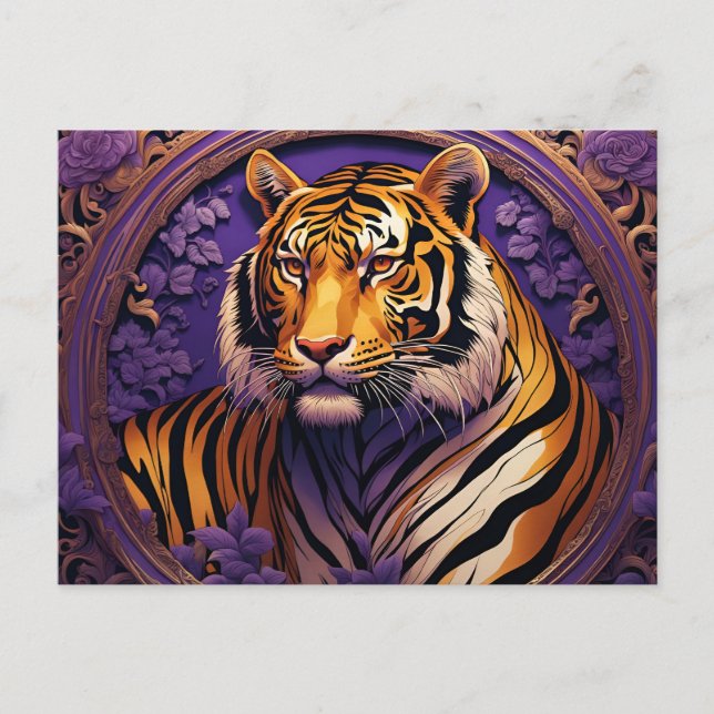 Cartão Postal Tigre em roxo (Frente)