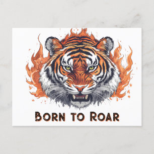 Cartão Postal Tigre ferido com chamas - Texto personalizável