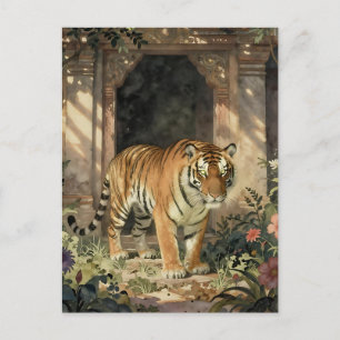 Cartão Postal Tigre Majestoso Caminhando nas Dunas Ancestrais