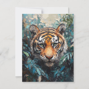 Cartão Postal Tigre na pintura de retrato da selva