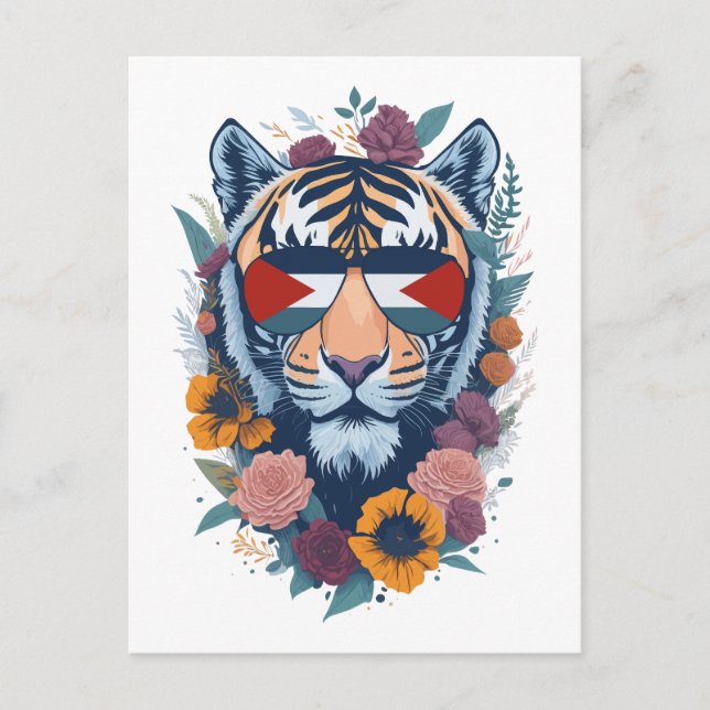 Cartão Postal Tigre palestiniano - FLAG palestiniano (Frente)