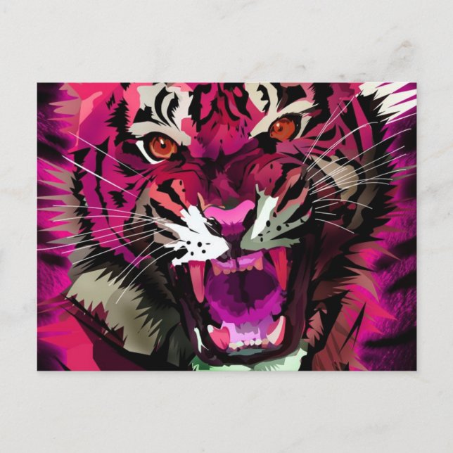 Cartão Postal Tigre - Rosa (Frente)