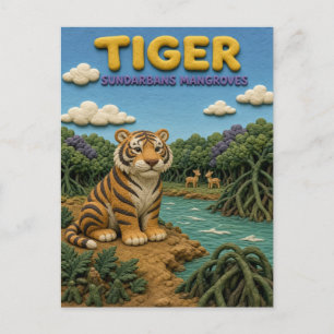 Cartão Postal Tigre Sundarbans Manguezais Moderno KlayKoo