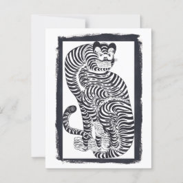 Cartão Postal Tigre talismânico da safra em quadro negro