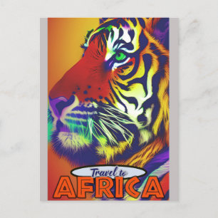 Cartão Postal Tigre Viagem África retrógrado