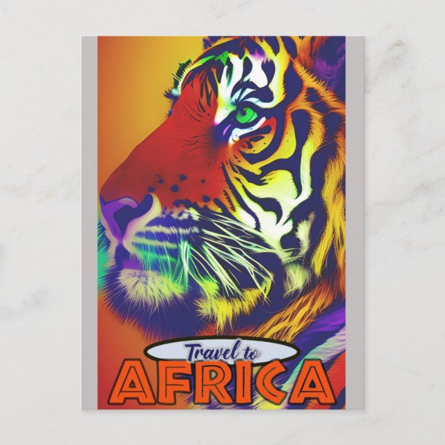 Cartão Postal Tigre Viagem África retrógrado (Frente)