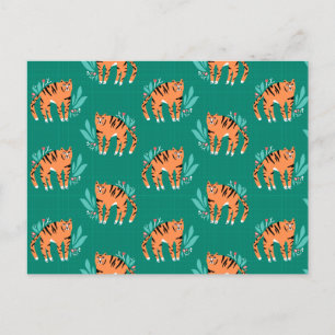 Cartão Postal Tigres com flores