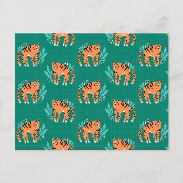 Cartão Postal Tigres com flores (Frente)