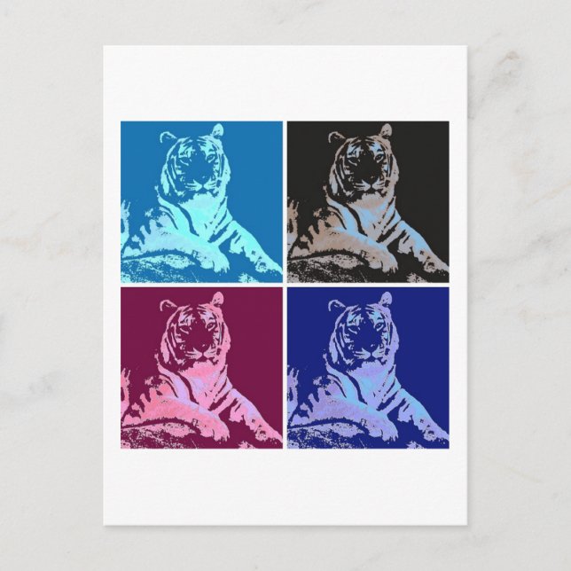Cartão Postal Tigres de pop Art (Frente)