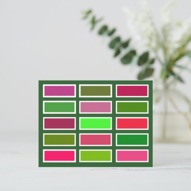 Cartão Postal Tijolos Cor (rosa/verde) (Em pé/Frente)