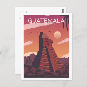 Cartão Postal Tikal Guatemala - Famosa ilustração de Viagem