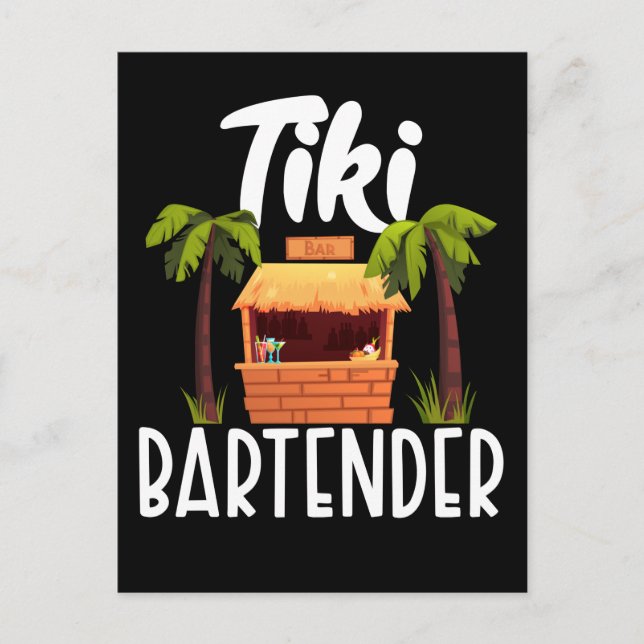 Cartão Postal Tiki Hawaii Bartender Funny Tahitian Drink Mixer (Frente)