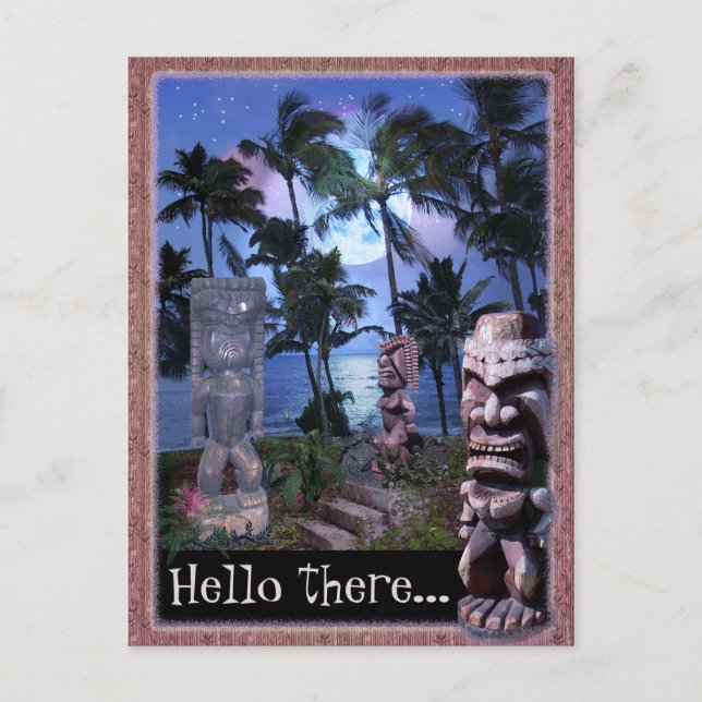 Cartão Postal Tiki Moon (personalizável) (Frente)