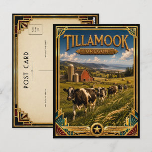 Cartão Postal Tillamook Oregon Arte Deco Vintage Idade Dourada