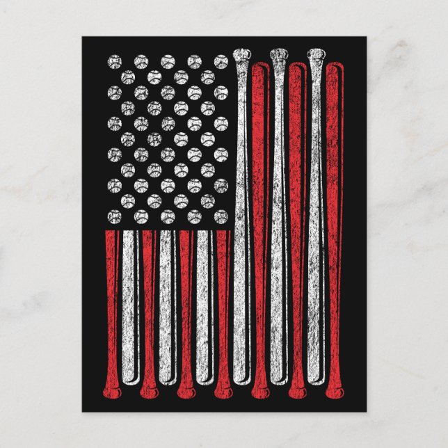 Cartão Postal Time de beisebol da bandeira americana Vintage eng (Frente)