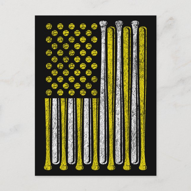 Cartão Postal Time Vintage Equipe de Softbol da Bandeira America (Frente)