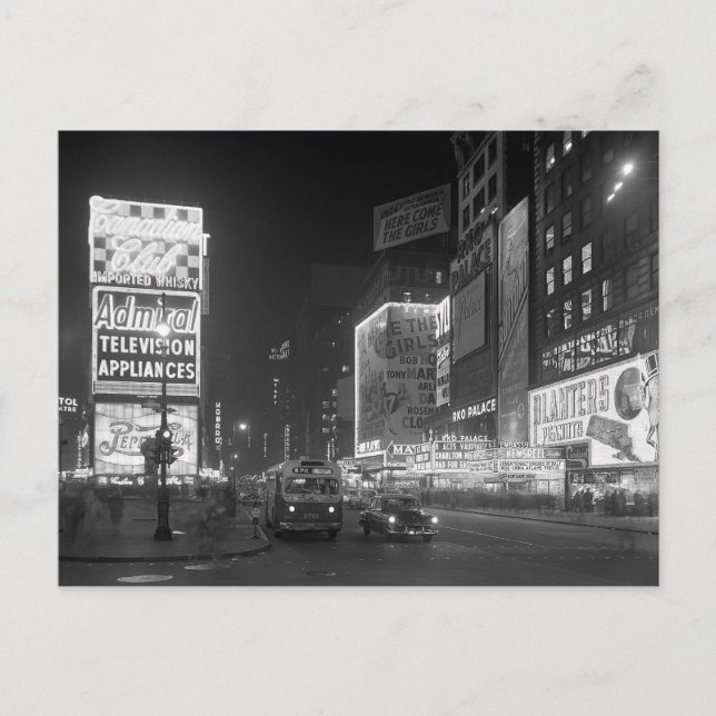 Cartão Postal Times Square à Noite, 1953 (Frente)