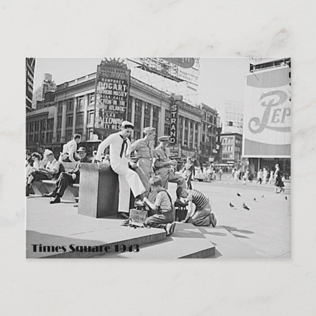 Cartão Postal Times Square, Nova Iorque, Foto da Era da Segunda  (Frente)