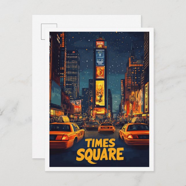 Cartão Postal Times Square USA Art Vintage Viagem (Frente/Verso)