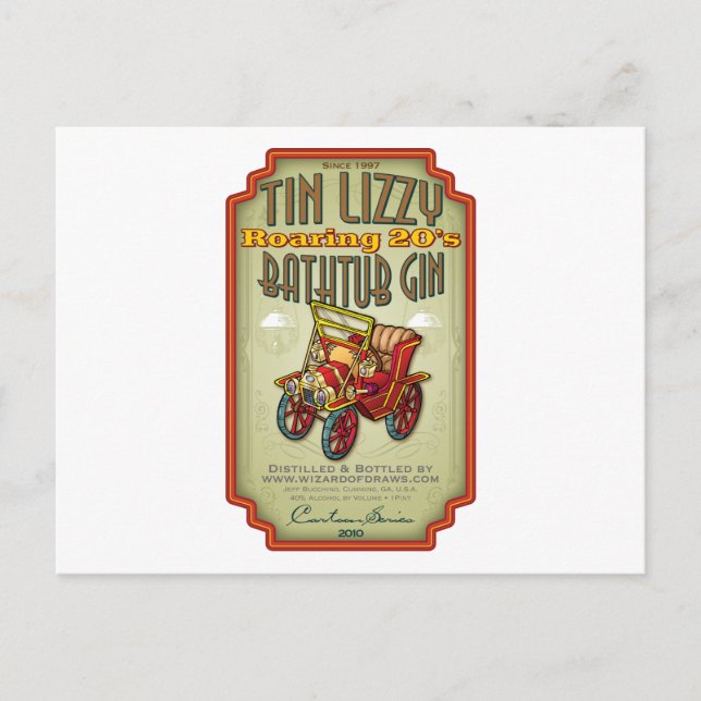 Cartão Postal Tin Lizzy Bathtub Gin (Frente)
