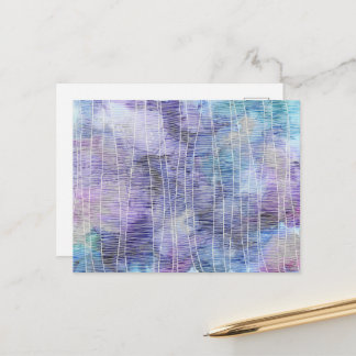 Cartão Postal Tinta Alcoólica Lavanda Abstrata com Linhas Finas