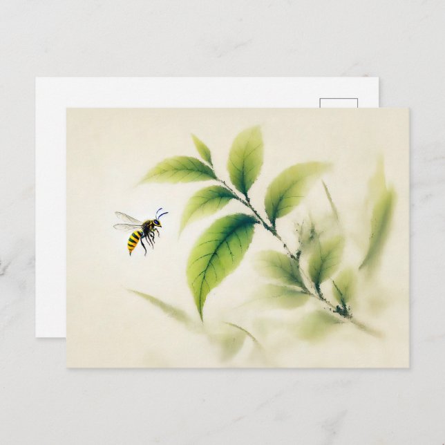 Cartão Postal Tinta chinesa na Poster da ramificação (Frente/Verso)