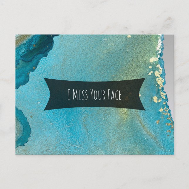 Cartão Postal Tinta de álcool Dourada e lacrimogêneo Eu sinto fa (Frente)