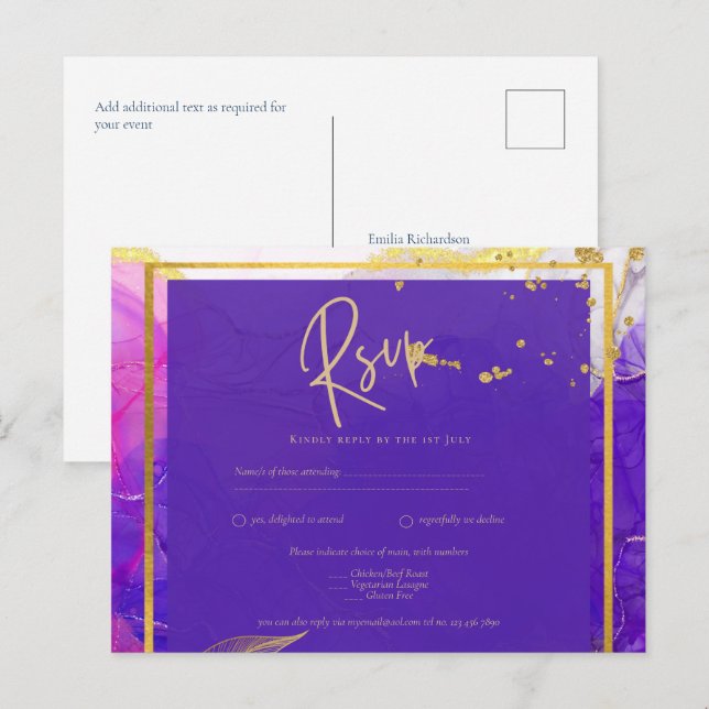 Cartão Postal Tinta de Álcool Dourada Rosa Puro Intensa De Casam (Frente/Verso)