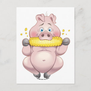 Cartão Postal Tinta de CHURRASCO de milho doce Piggy