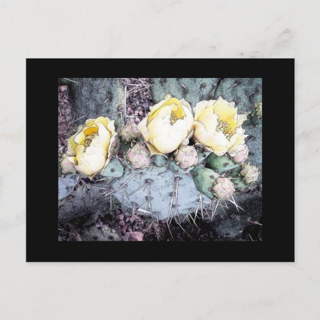 Cartão Postal Tinta digital da Flor do Cactus (Frente)