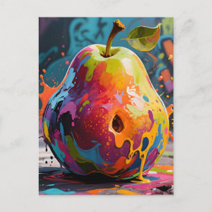 Cartão Postal Tinta Vibrante Salpico Pera