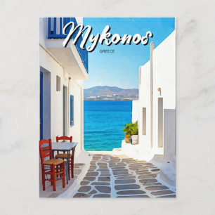 Cartão Postal Tiny Cafe Mykonos Grécia Cyclades Viagem