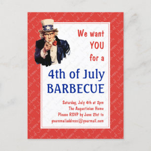 Cartão Postal Tio Sam 40 de julho de BARBECUE CHURRASCO