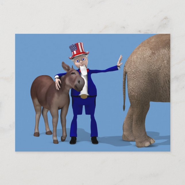 Cartão Postal Tio Sam ama Donkeys (Frente)