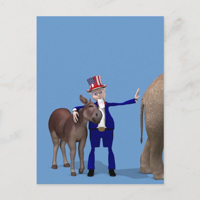 Cartão Postal Tio Sam ama Donkeys (Frente)