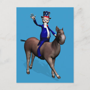 Cartão Postal Tio Sam Andando Em Donkey