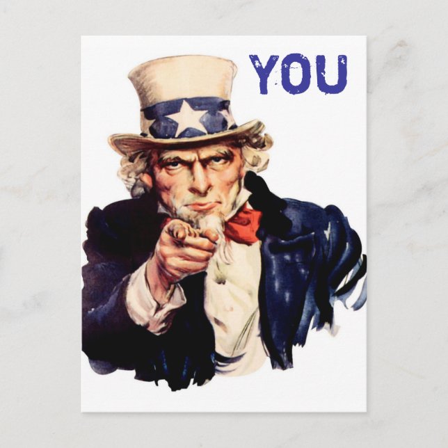 Cartão Postal tio sam, vintage (Frente)