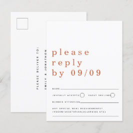 Cartão Postal Típica Minimalista Terracotta Wedding RSVP