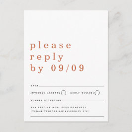 Cartão Postal Típica Minimalista Terracotta Wedding RSVP