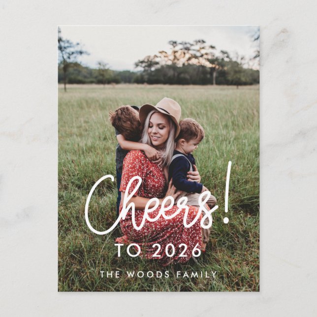 Cartão Postal Típica moderna aplaude 2026 foto de ano novo (Frente)