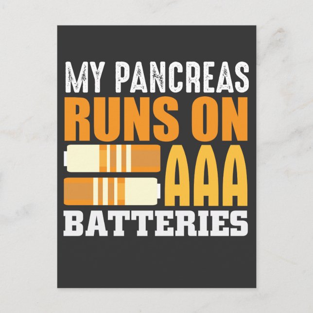 Cartão Postal Tipo 1 Diabetes T1D Sensibilização Bateria diabéti (Frente)