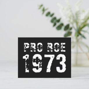 Cartão Postal Tipografia branca angustiada Pro Roe 1973 vintage