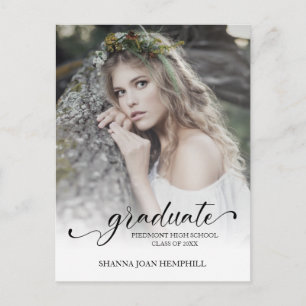 Cartão Postal Tipografia Chic Script Escola de Pós-Graduação Gra